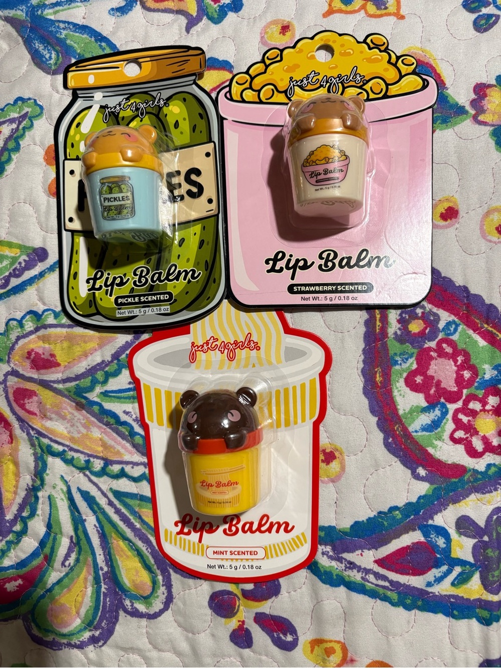 Cute Bear Cup Lip Balm - Strawberry, Pickle, Mint